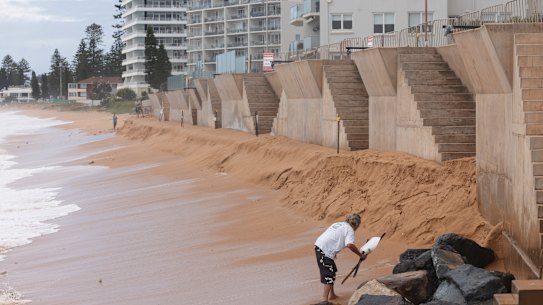 The Collaroy sea wall was hit by a strong swell in January.