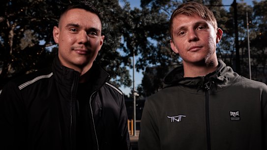 Tim and Nikita Tszyu at the promo for the upcoming Battle of the Brothers.