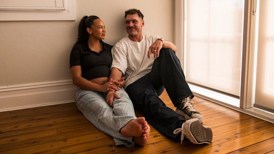 Angus Crichton takes time out with his wife, Chloe, ahead of his 200th NRL game on Friday night.