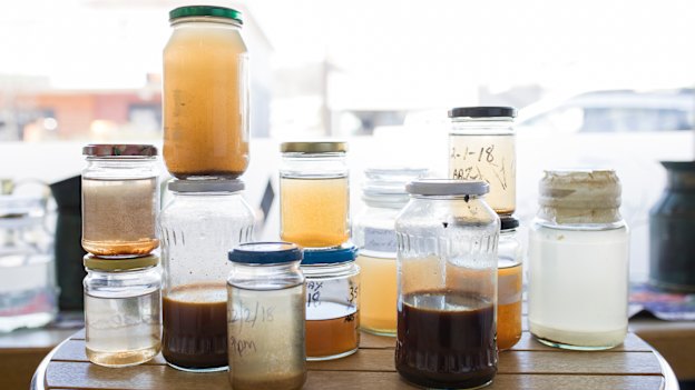 Water samples kept by Bombala residents.