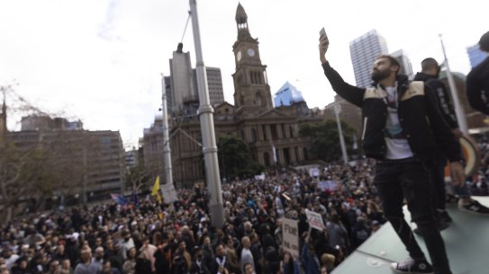 Anti-lockdown protest  on 24 July, 2021. Photo: Brook Mitchell
