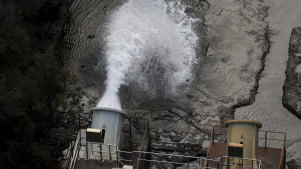 Cataract Dam spillway: the reservoir near Wollongong is the lowest among the Greater Sydney network at just 27 per cent full.