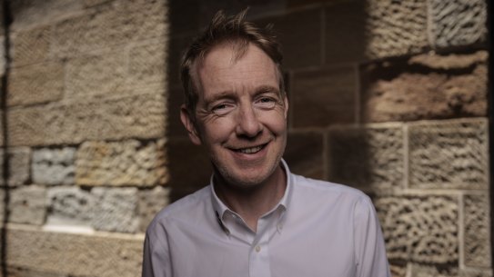 Tiernan Brady poses for a portrait before lunch at Grana in Sydney.