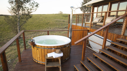 The outdoor hot tub.