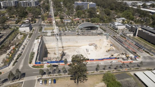 Several apartment blocks are under construction near Hills Showground metro station. The government has abolished a cap limiting the precinct to 5000 homes.