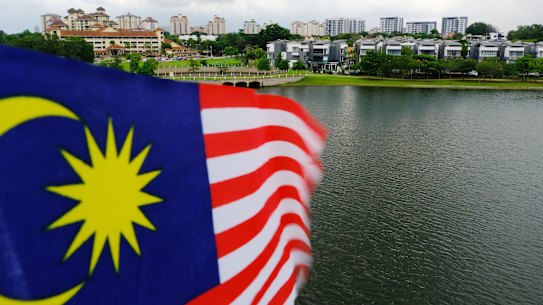 A Malaysia flag flies in Putrajaya, Malaysia.