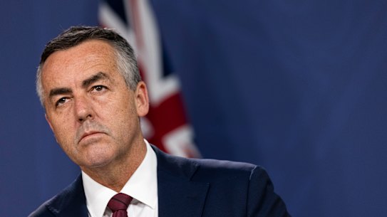 Nationals MP Darren Chester walked away from the party room.