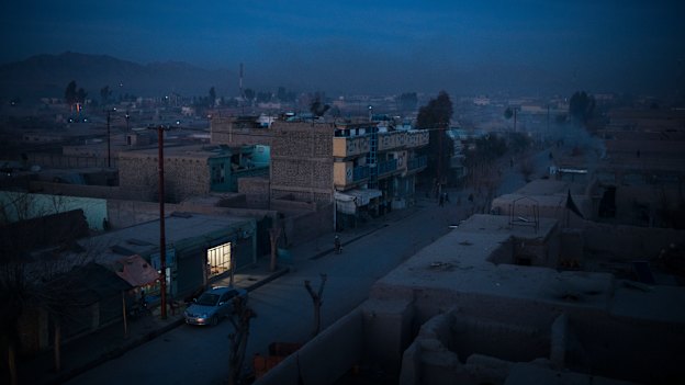 The main street of Tarin Kowt, the capital of Uruzgan province, where Australian Defence Forces were stationed and operated as part of the NATO-led International Security Assistance Force between 2006 and 2013. 