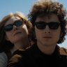 Elle Fanning and Timothee Chalamet in A Complete Unknown. 