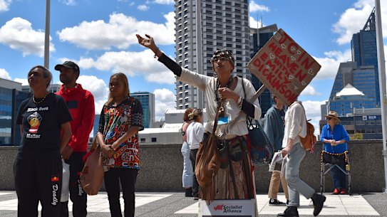 Protestors outside Parliament House calling for justice for JC.