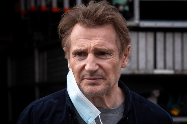 Liam Neeson on the set of Blacklight, the $42 million action thriller being filmed in Melbourne.