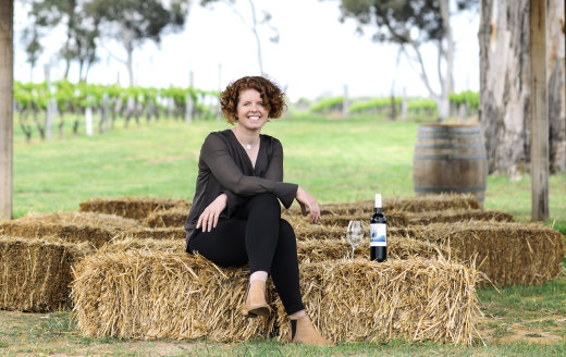 Vigneron Sarah Collingwood in her Four Winds Vineyard in Canberra. 
