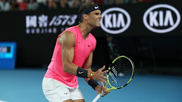 Rafa wins his serve after a lengthy rally in the third set.