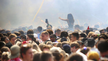 Health Secretary Greg Hunt has asked partygoers to avoid mosh pits.