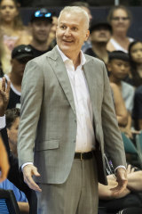 Andrew Gaze coaches the Sydney Kings against the LA Clippers in Honolulu in September.