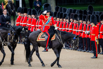 Prince William conducts a final official review before the Trooping the Colour parade.