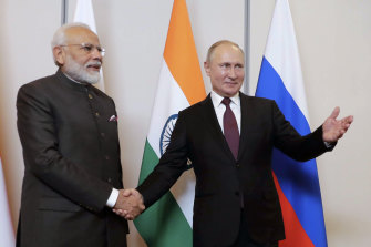 Russian President Vladimir Putin and Indian Prime Minister Narendra Modi back in 2019.