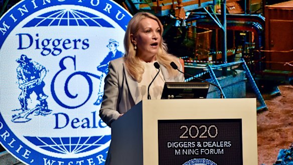 Fortescue Metals Group chief executive Elizabeth Gaines speaking at Kalgoorlie's Diggers and Dealers conference on Tuesday.