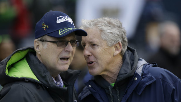 Seattle Seahawks owner Paul Allen with coach Pete Carroll.