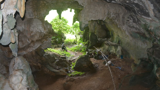 The limestone cave in South Sulawesi has multiple images painted on its walls.