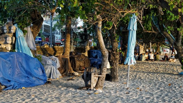 Many shops and businesses in and around Kuta beach are still closed. 