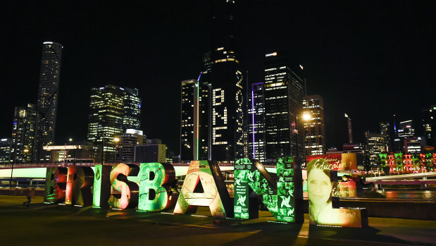 Brisbane turns on a light show during the announcement of the host city for the 2032 Olympic Games. 