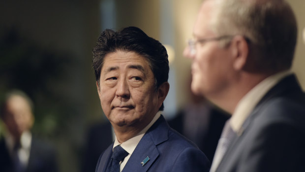 Japanese Prime Minister Shinzo Abe and Prime Minister Scott Morrison.