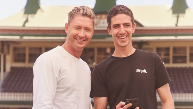 Michael Roth (R) with Swysh star Michael Clarke.