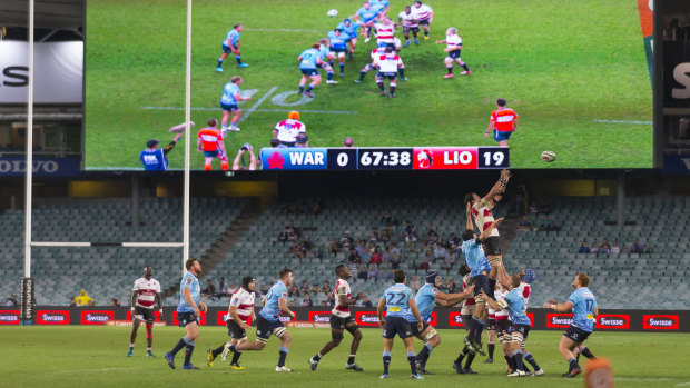 Room to move: The crowd at the Waratahs and Lions last weekend was hardly a bumper one.