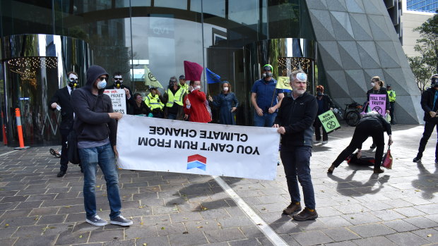 Extinction Rebellion protesters targeting the Perth HQ of Chevron.