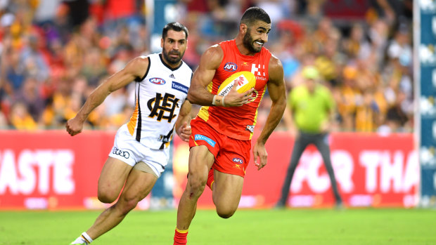 Saad playing for Gold Coast in 2017: happy for the opportunity, but away from his family.