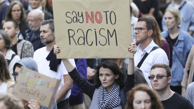 People demonstrate against racism in Berlin, Germany, last week.