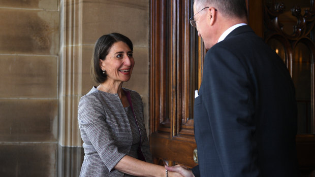 NSW Premier Gladys Berejiklian arrives at Government House in Sydney.