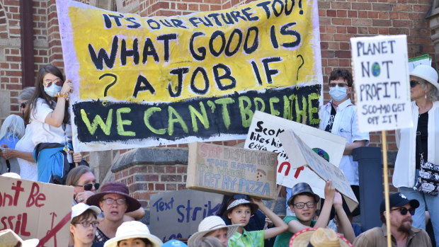 Protesters gathered on Friday in Perth. 