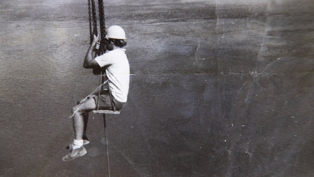 John Eveston at work on the Rip Bridge in 1972.