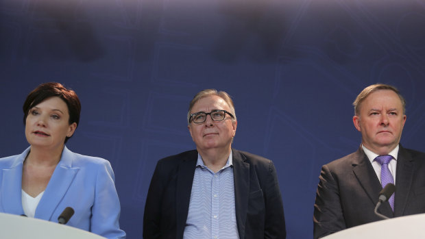 NSW Labor leader Jodi McKay with Professor Michael Lavarch and Federal Labor leader Anthony Albanese.