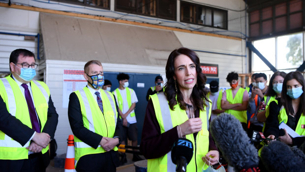 New Zealand Prime Minister Jacinda Ardern answers questions at the Manukau Institute of Technology in Auckland on Thursday.