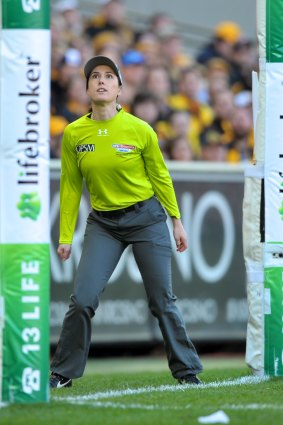 Goal umpire Chelsea Roffey in 2012.