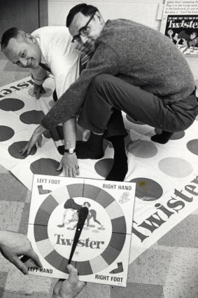 The inventors of Twister, Charles Foley and Neil Rabens, show the ideal game for quarantine. No further comment is required. 