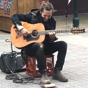 Butler performing at the markets. 