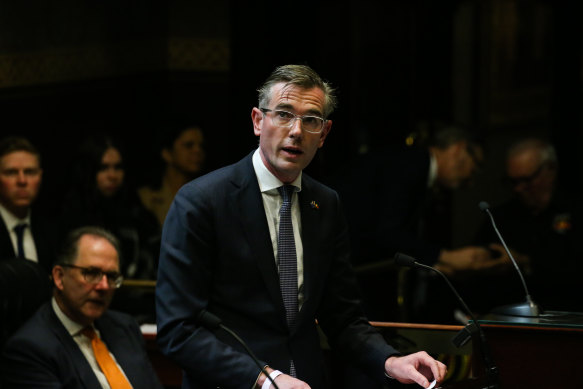 NSW Premier Dominic Perrottet speaking in parliament on Tuesday.