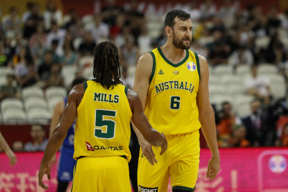 Andrew Bogut, right, played his best game of the tournament.