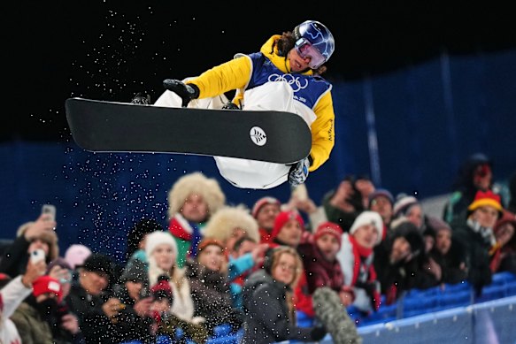 Australian Valentino Guseli soars above the halfpipe in qualifying.