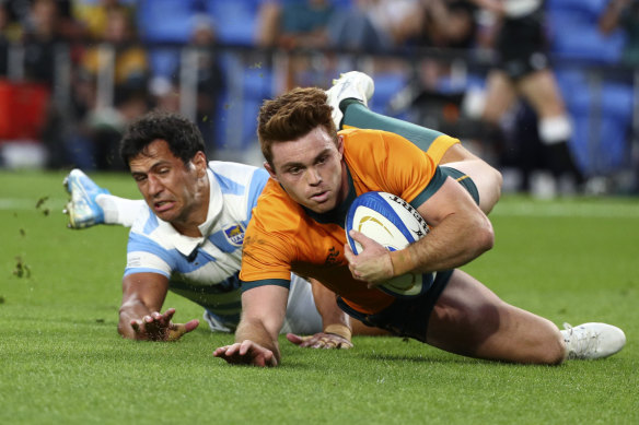 Andrew Kellaway bagged three tries for the Wallabies on Saturday.