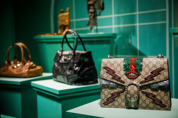 The original Birkin (centre) is on display at London’s Victoria and Albert Museum.