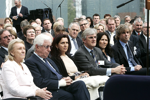 The Lowy family: from left to right, Shirley Lowy, Frank Lowy, Judy Lowy, Steven Lowy, Margo Lowy and David Lowy.