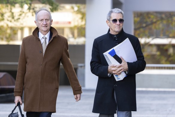 ACT Director of Public Prosecutions Shane Drumgold SC (right) and his lawyer Mark Tedeschi KC in Canberra.