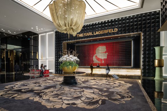 The German designer’s stamp is unmistakable throughout the property, particularly in the lobby.