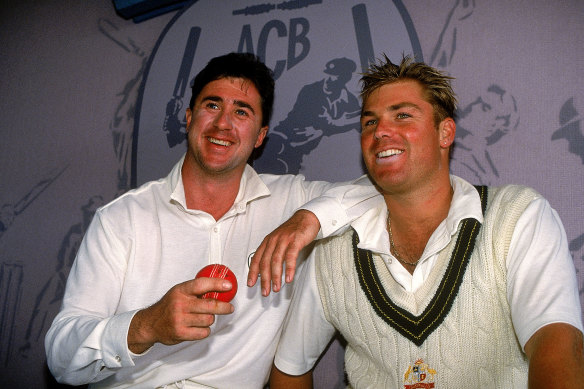Tim May and Shane Warne in 1993.