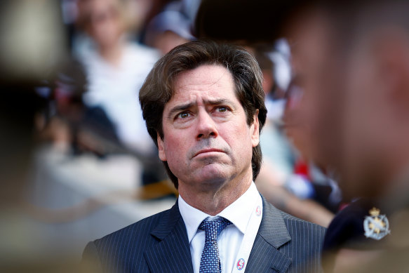 Gillon McLachlan at the Anzac Day match.
